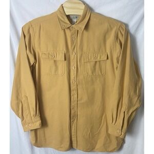 LL Bean Mens Heavy Flannel Shirt Chamois Yellow Work Outdoor Rugged Sz XL-Tall